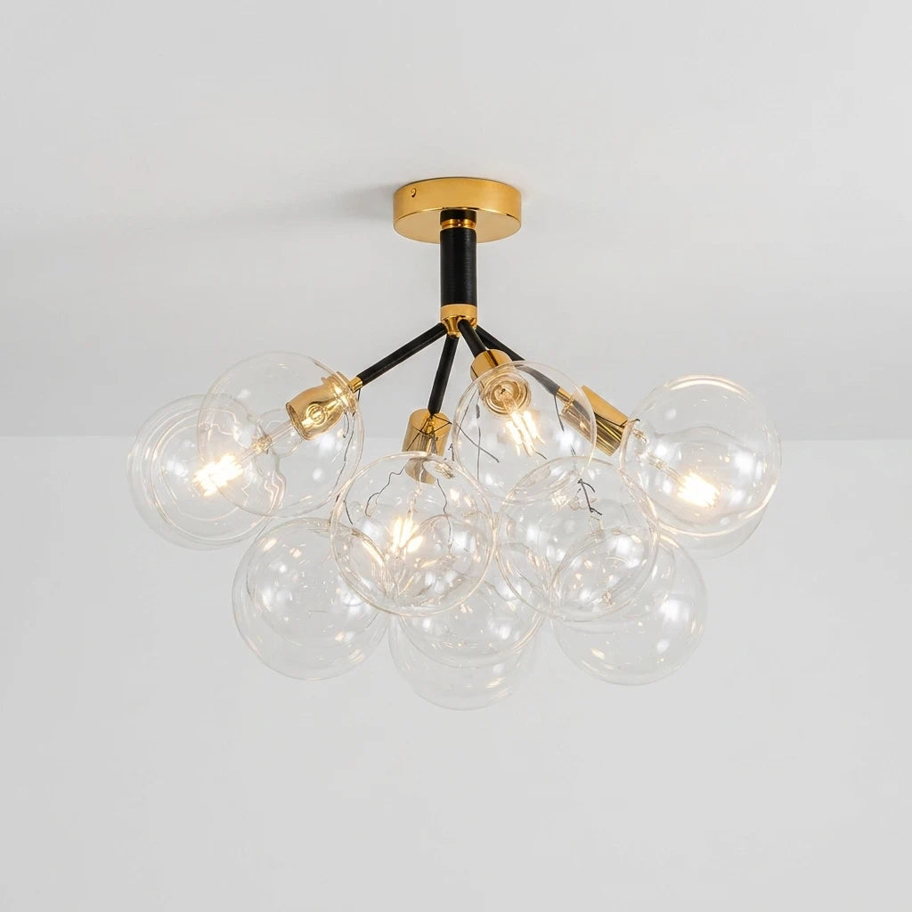 Modern Cluster Clear Glass Bubble Ceiling Light Fixture Talia Semi Flush Glass Ball Chandelier For Low Ceiling