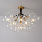 Modern Cluster Clear Glass Bubble Ceiling Light Fixture Talia Semi Flush Glass Ball Chandelier For Low Ceiling
