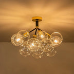 Modern Cluster Clear Glass Bubble Ceiling Light Fixture Talia Semi Flush Glass Ball Chandelier For Low Ceiling
