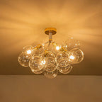 Modern Cluster Clear Glass Bubble Ceiling Light Fixture Talia Semi Flush Glass Ball Chandelier For Low Ceiling
