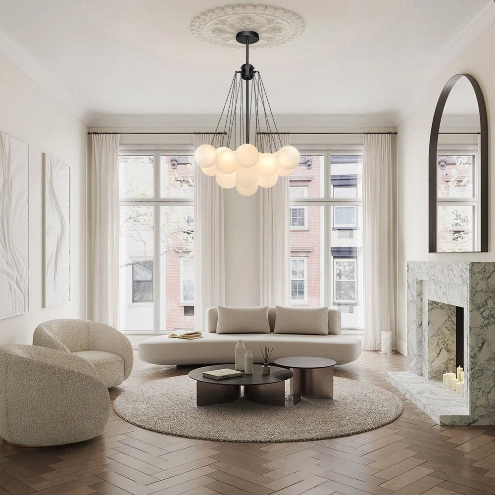 Cluster Frosted Glass ball Chandelier Milky White Glass Light Designer Apparatus Cloud Bubble Pendant Lamp