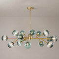 15-Light Branching Sputnik Glass Globe Chandelier Mid-Century modern Blue Clear Bubble Pendant Light