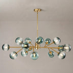 15-Light Branching Sputnik Glass Globe Chandelier Mid-Century modern Blue Clear Bubble Pendant Light