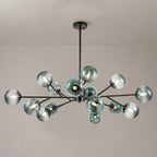 15-Light Branching Sputnik Glass Globe Chandelier Mid-Century modern Blue Clear Bubble Pendant Light