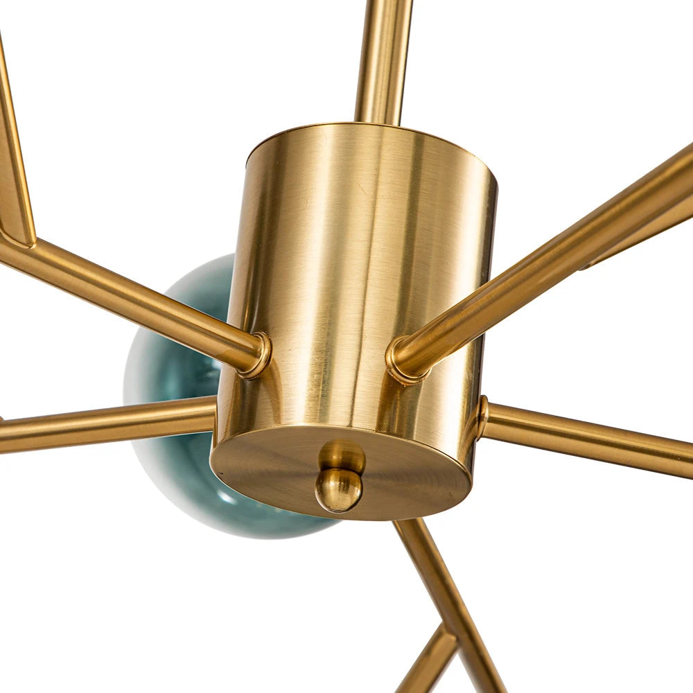 15-Light Branching Sputnik Glass Globe Chandelier Mid-Century modern Blue Clear Bubble Pendant Light