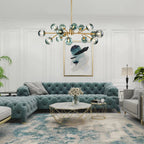 15-Light Branching Sputnik Glass Globe Chandelier Mid-Century modern Blue Clear Bubble Pendant Light