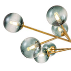 15-Light Branching Sputnik Glass Globe Chandelier Mid-Century modern Blue Clear Bubble Pendant Light