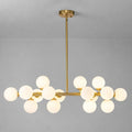 16-Light Opal Glass Globe Linear Sputnik Chandelier Mid-Century Modern Milky White Bubble Pendant Light