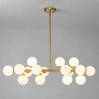 16-Light Opal Glass Globe Linear Sputnik Chandelier Mid-Century Modern Milky White Bubble Pendant Light