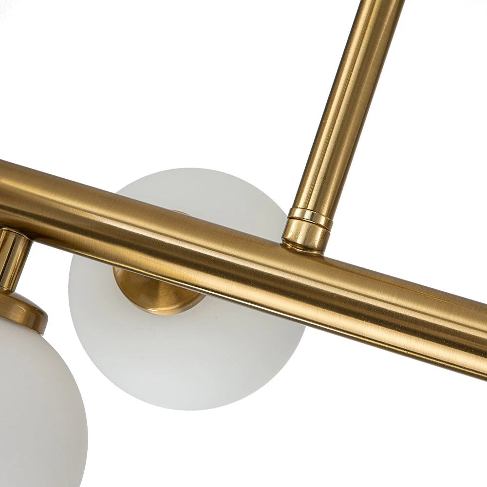 16-Light Opal Glass Globe Linear Sputnik Chandelier Mid-Century Modern Milky White Bubble Pendant Light