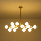 16-Light Opal Glass Globe Linear Sputnik Chandelier Mid-Century Modern Milky White Bubble Pendant Light