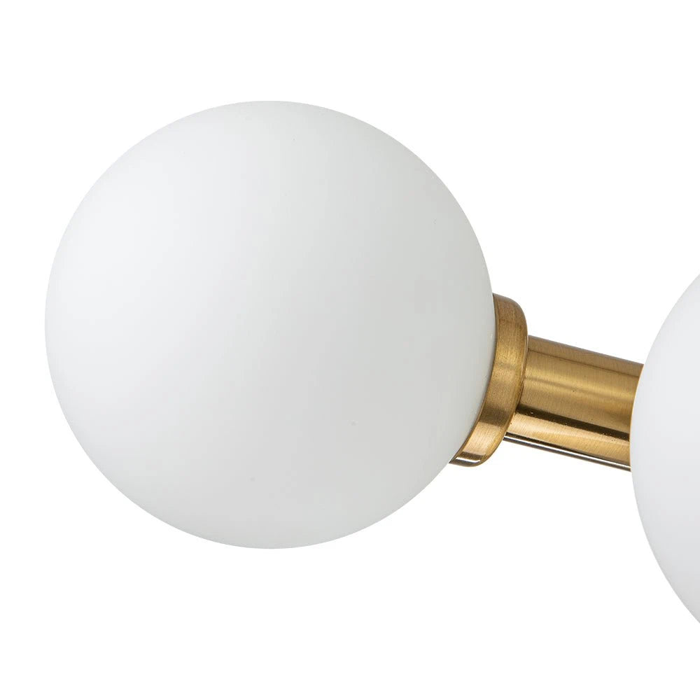 16-Light Opal Glass Globe Linear Sputnik Chandelier Mid-Century Modern Milky White Bubble Pendant Light