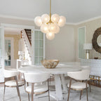 Modern Frosted Ribbed Glass Bubble Chandelier Cluster Milky White Glass Globe Pendant Light