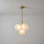Modern Frosted Ribbed Glass Bubble Chandelier Cluster Milky White Glass Globe Pendant Light