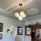 Modern Frosted Ribbed Glass Bubble Chandelier Cluster Milky White Glass Globe Pendant Light