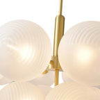 Modern Frosted Ribbed Glass Bubble Chandelier Cluster Milky White Glass Globe Pendant Light