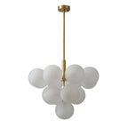Modern Frosted Ribbed Glass Bubble Chandelier Cluster Milky White Glass Globe Pendant Light
