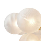 Modern Frosted Ribbed Glass Bubble Chandelier Cluster Milky White Glass Globe Pendant Light