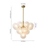 Modern Frosted Ribbed Glass Bubble Chandelier Cluster Milky White Glass Globe Pendant Light