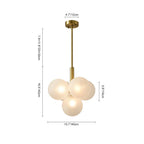 Modern Frosted Ribbed Glass Bubble Chandelier Cluster Milky White Glass Globe Pendant Light
