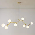 Mid-Century Modern Linear Branching Bubble Chandelier Opal Glass Globes Pendant Light