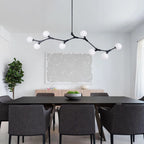 Mid-Century Modern Linear Branching Bubble Chandelier Opal Glass Globes Pendant Light
