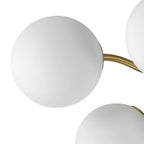 Frosted Glass Globe Semi Flush Mount Chandelier Mid-Century Modern Sputnik Opal Glass Ceiling Light