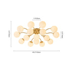 Frosted Glass Globe Semi Flush Mount Chandelier Mid-Century Modern Sputnik Opal Glass Ceiling Light