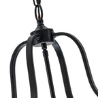 Farmhouse Black Cage Pendant Light Multi-Light Candle Design Chandelier with Clear Glass Cylinder