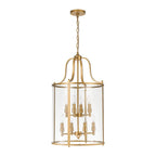 Farmhouse Black Cage Pendant Light Multi-Light Candle Design Chandelier with Clear Glass Cylinder