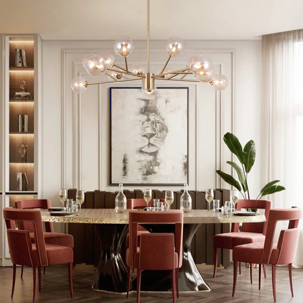 Modern Sputnik Branching Bubble Chandelier Mid-Century Radial Design Glass Ball Chandelier