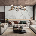 Modern Sputnik Branching Bubble Chandelier Mid-Century Radial Design Glass Ball Chandelier