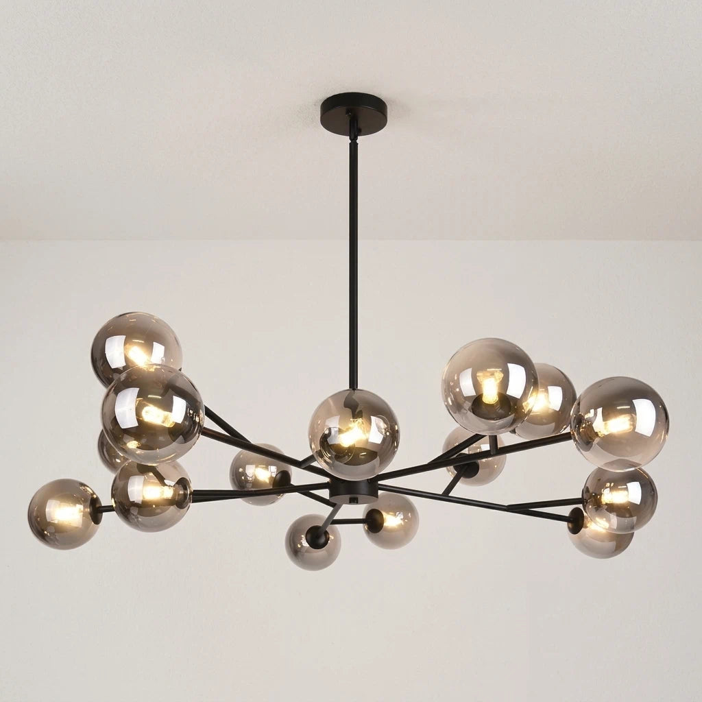Modern Sputnik Branching Bubble Chandelier Mid-Century Radial Design Glass Ball Chandelier