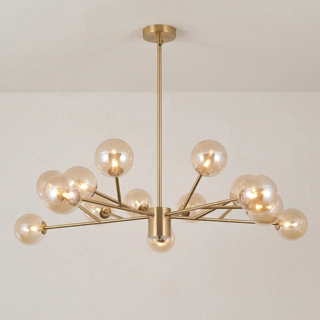 Modern Sputnik Branching Bubble Chandelier Mid-Century Radial Design Glass Ball Chandelier