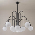 Mid-century Modern Bubble Chandelier 10-Light Frosted Glass Globe Bubble Chandelier