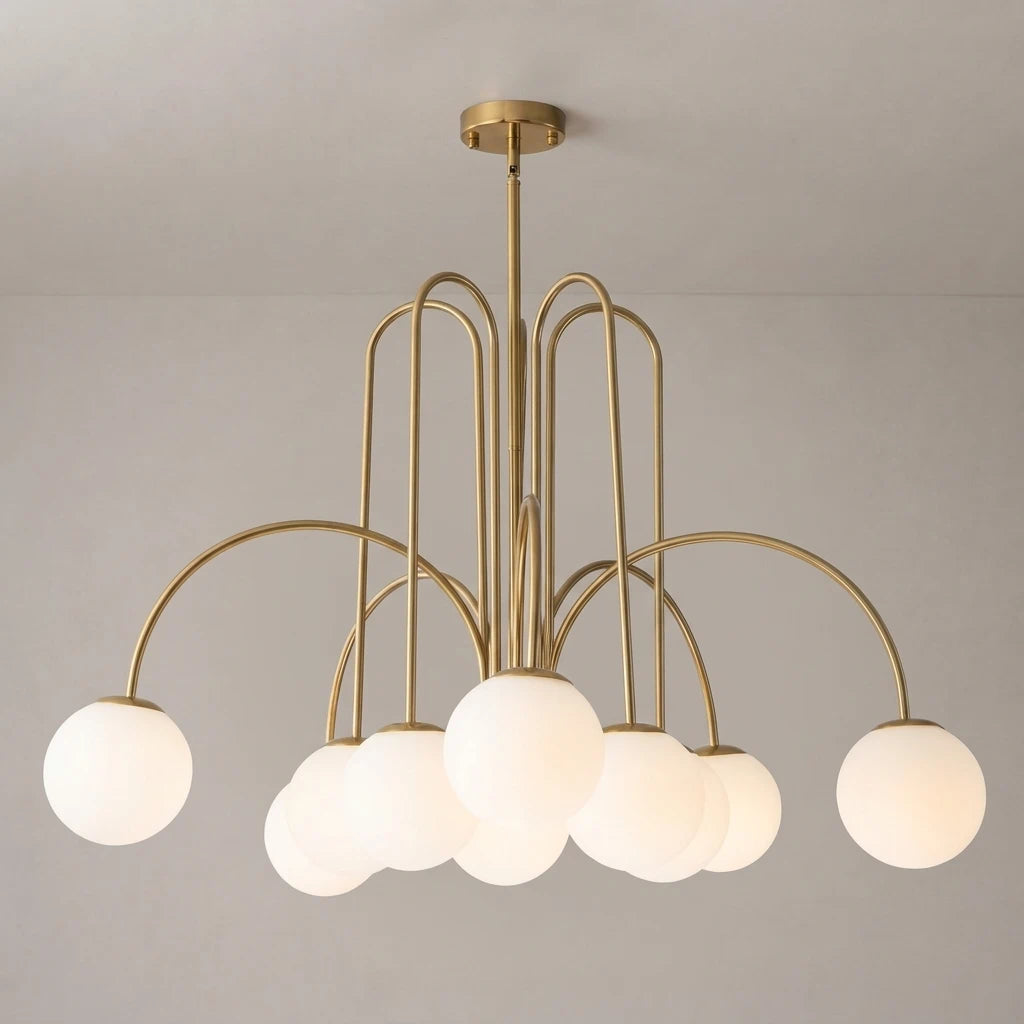 Mid-century Modern Bubble Chandelier 10-Light Frosted Glass Globe Bubble Chandelier