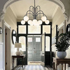 Mid-century Modern Bubble Chandelier 10-Light Frosted Glass Globe Bubble Chandelier
