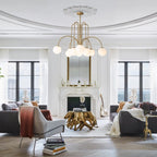 Mid-century Modern Bubble Chandelier 10-Light Frosted Glass Globe Bubble Chandelier