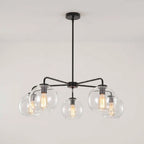 Mid-Century Sputnik 5-Light Chandelier Clear Round Globe Bubble Glass Chandelier