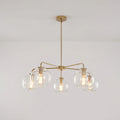 Mid-Century Sputnik 5-Light Chandelier Clear Round Globe Bubble Glass Chandelier