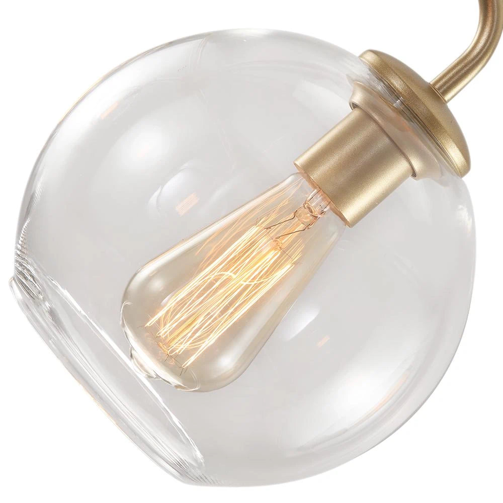 Mid-Century Sputnik 5-Light Chandelier Clear Round Globe Bubble Glass Chandelier