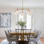 Mid-Century Sputnik 5-Light Chandelier Clear Round Globe Bubble Glass Chandelier