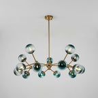 15-Light Blue Glass Globe Bubble Sputnik Branch Chandelier Modern Mid-Century Pendant Light