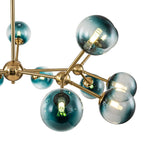 15-Light Blue Glass Globe Bubble Sputnik Branch Chandelier Modern Mid-Century Pendant Light