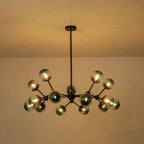 15-Light Blue Glass Globe Bubble Sputnik Branch Chandelier Modern Mid-Century Pendant Light