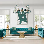 15-Light Blue Glass Globe Bubble Sputnik Branch Chandelier Modern Mid-Century Pendant Light