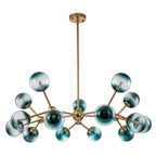 15-Light Blue Glass Globe Bubble Sputnik Branch Chandelier Modern Mid-Century Pendant Light
