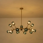 15-Light Blue Glass Globe Bubble Sputnik Branch Chandelier Modern Mid-Century Pendant Light