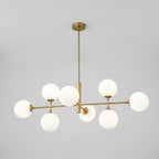 8-Light Linear Sputnik Chandelier with Frosted Glass Globe Shades mid-century modern Glass balls Chandelier
