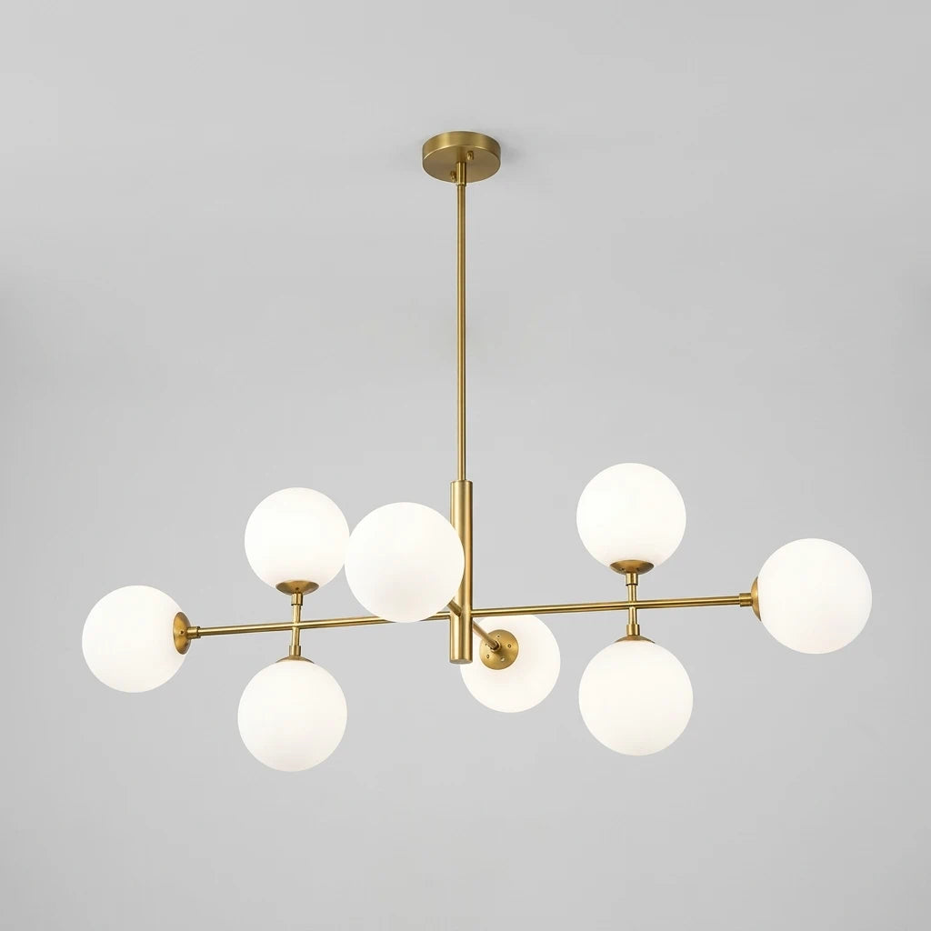 8-Light Linear Sputnik Chandelier with Frosted Glass Globe Shades mid-century modern Glass balls Chandelier